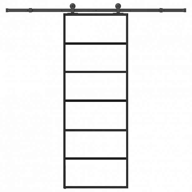 vidaXL Posuvné dveře s kováním 76x205 cm ESG sklo a hliník