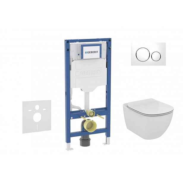 Geberit Duofix - Set předstěnové instalace, klozetu Tesi a sedátka softclose, tlačítko Sigma20, bílá/lesklý chrom SANI11CD3135