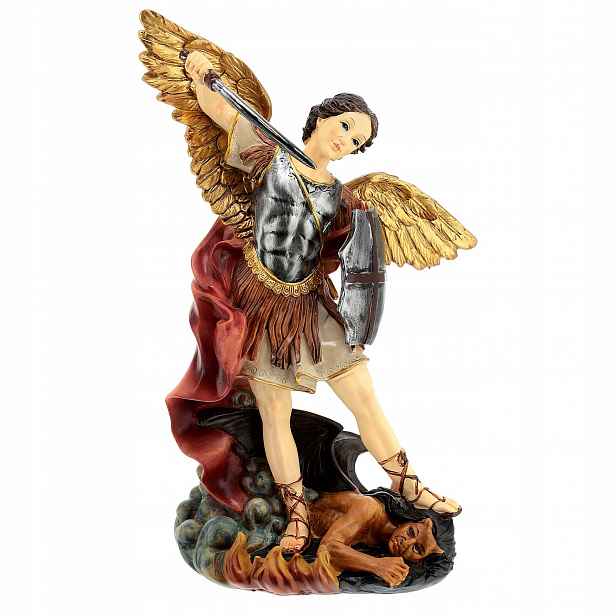 Krásná figurka sv. Michaela Archanděla – Ručně Malovaná – 20,3 cm vysoká