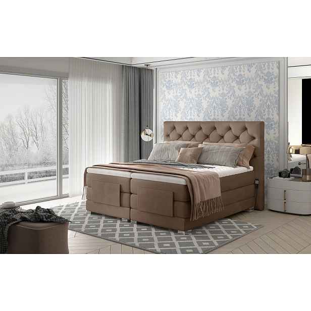 Luxusní polohovací postel 180x200 LIVANO - světle hnědá