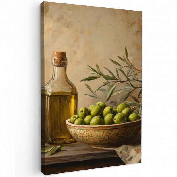 MuchoWow OBRAZ NA PLÁTNĚ Olivy - Zátiší - Vintage 60x90 cm