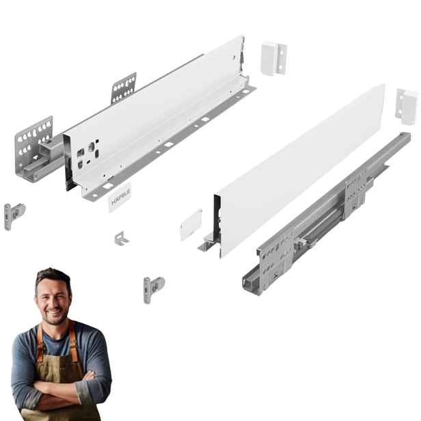 Šuplík Hafele Matrix Slim 500 mm H-84 35 kg 514.11.825 Tenkostěnná bílá