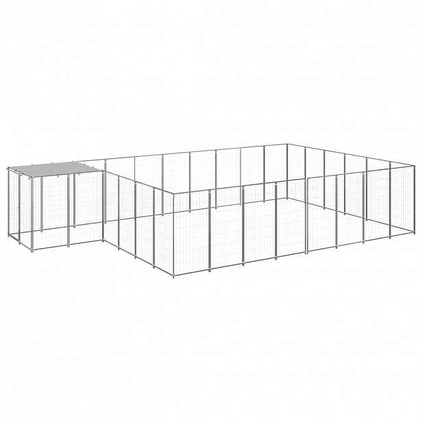 vidaXL Psí kotec stříbrný 15,73 m² ocel