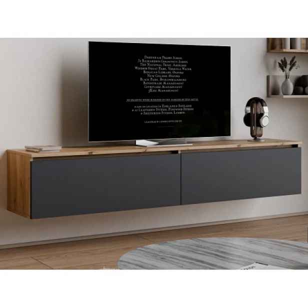 Závěsná TV skříňka Asko Living, 180 cm, dub artisan/antracit