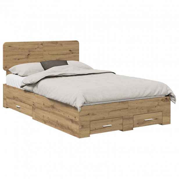 vidaXL Rám postele s čelo Artisanový dub 120 x 190 cm Kompozitní dřevo