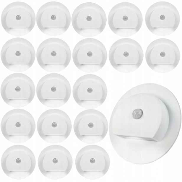 20x Schodišťová Lampa Bílá Led 230V Senzor Pohybu Soumraku Neutrální Barva