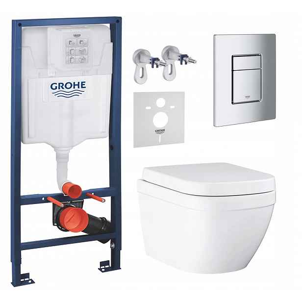 7v1 Wc Podomítkový Set, Stelaz s Wc Mísou Grohe Euro Ceramic, Tlačítko