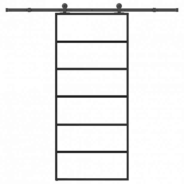 vidaXL Posuvné dveře s kováním 90x205 cm ESG sklo a hliník