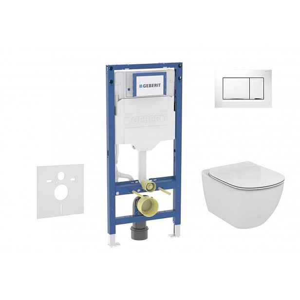 Geberit Duofix - Set předstěnové instalace, klozetu Tesi a sedátka softclose, tlačítko Sigma20, bílá/lesklý chrom SANI11CD3136