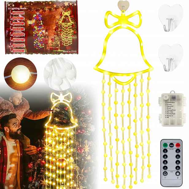 Led Zvonek Svítící Na Baterie, Vánoční Dekorace, 8 Režimů, Bezpečný