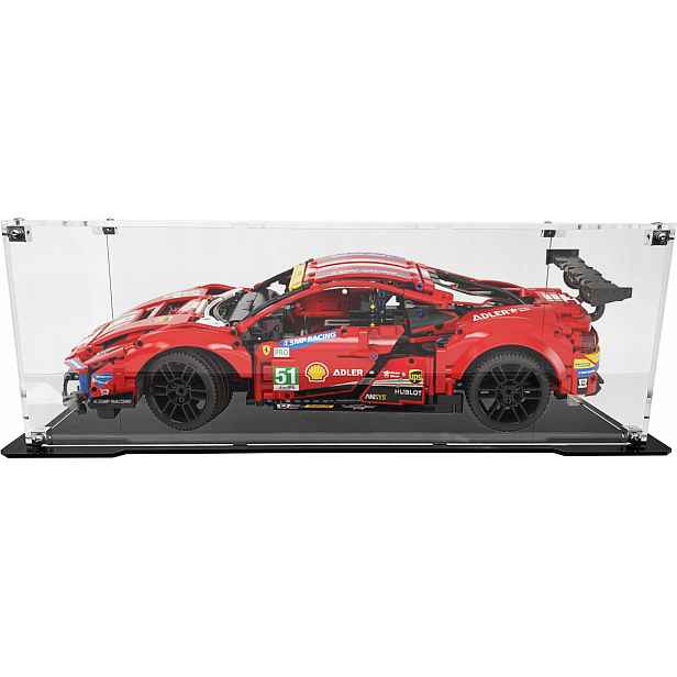 Vitrína s černou základnou pro stavebnici Lego 42125 Technic Ferrari 488
