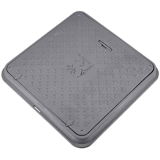 Zahradní poklop Pp 600x600 A15 uzavíratelný šedý čtverec 4 šrouby H=70 mm U