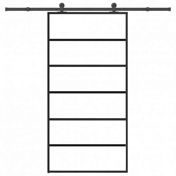 vidaXL Posuvné dveře s kováním 102x205 cm ESG sklo a hliník