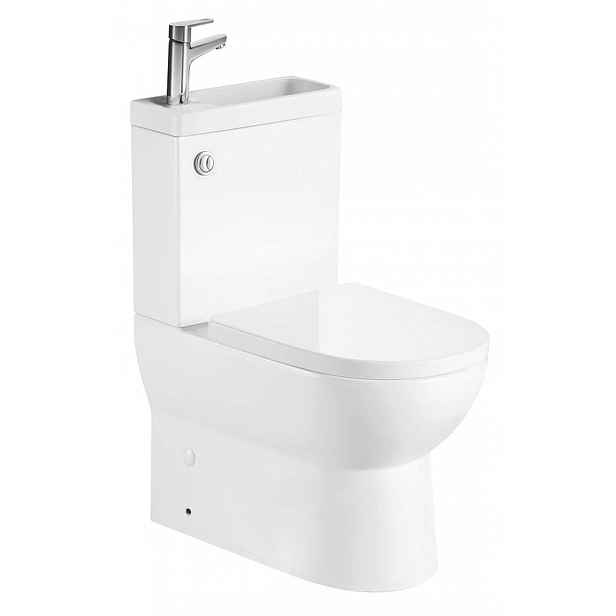 Aqualine Jalta Hygie - WC kombi s umývátkem, Rimless, vario odpad, bílá PB103H