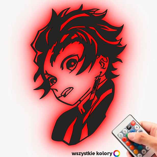 Dřevěný 3D obraz Anime Demon Slayer Tanjiro Dárek Noční Lampa Led