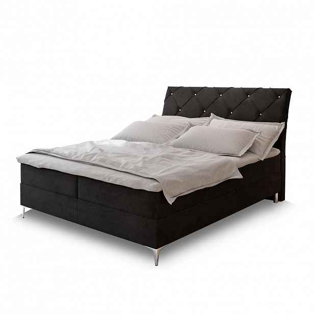 MASSENO AMERICKÁ POSTEL MACON 180x200 cm, s matrací a úložným prostorem, černá