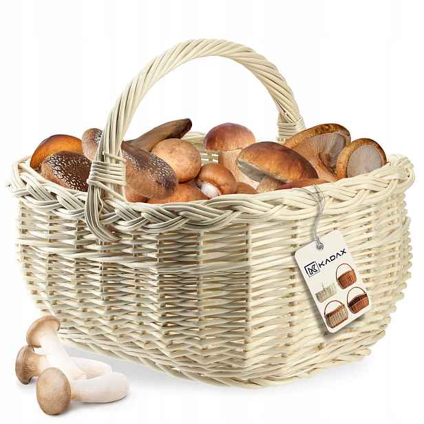 Proutěný Košík Houby Nákupy Piknik Bílý
