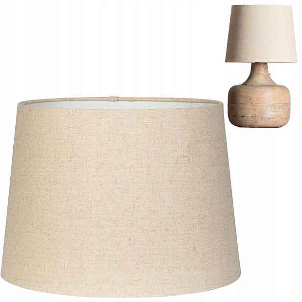 Stínidlo Na Žárovku Béžové 35 cm Pro Závěsnou Stojací Lampu, lněné, boho stínidlo