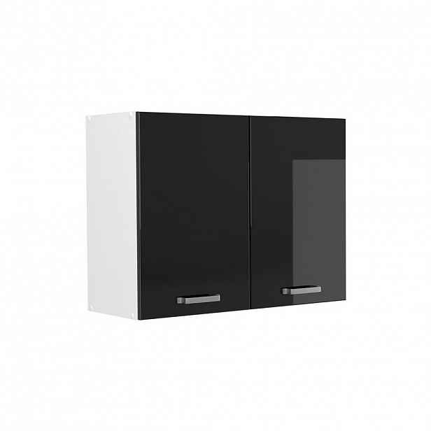 Vicco SKLENĚNÁ KUCHYŇSKÁ SKŘÍŇKA R-Line, Černý vysoký lesk/Bílá, 80 cm