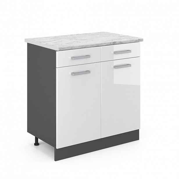 Vicco SPODNÍ SKŘÍŇKA KUCHYŇSKÉ LINKY R-Line Bílá vysoký lesk 80 cm PD Mramor