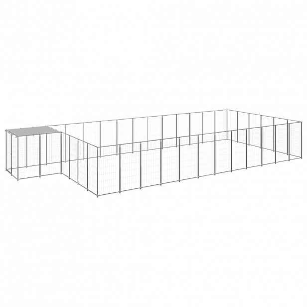 vidaXL Psí kotec stříbrný 22,99 m² ocel