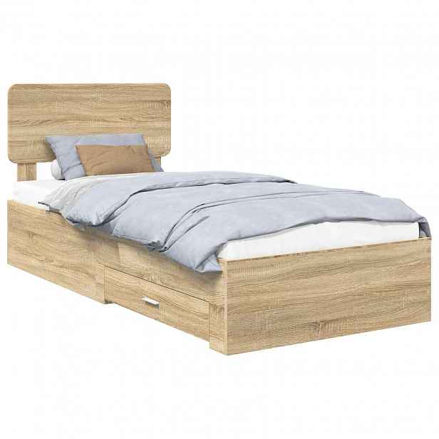 vidaXL Rám postele s čelo Sonoma dub 100 x 200 cm Kompozitní dřevo