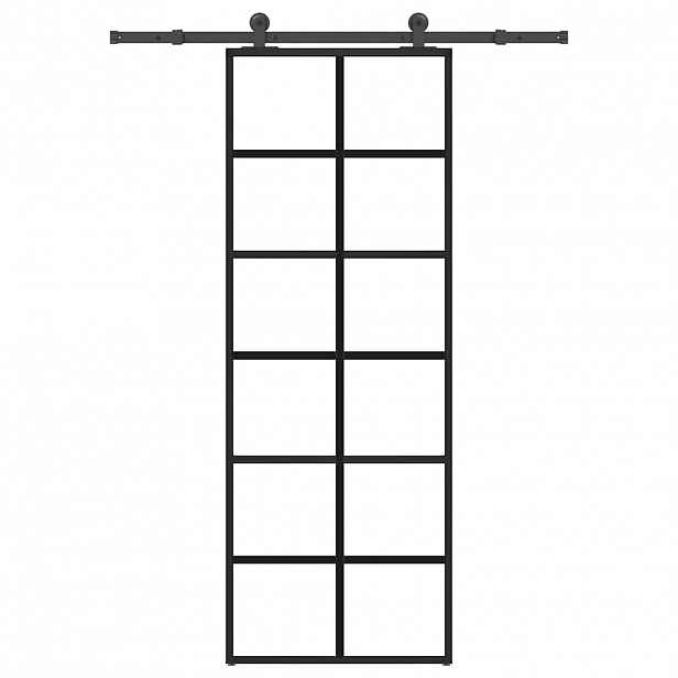 vidaXL Posuvné dveře s kováním 76x205 cm ESG sklo a hliník