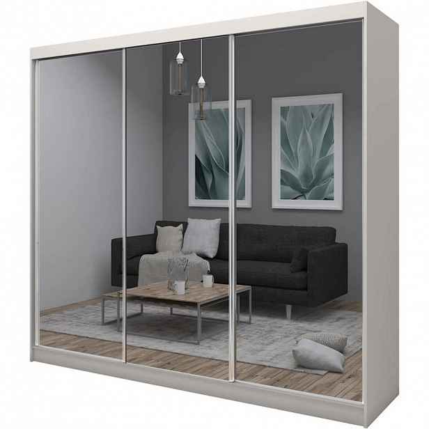 Beautysofa SKŘÍŇ s posuvnými dveřmi Debra 240/216/61 kašmír se zrcadlem