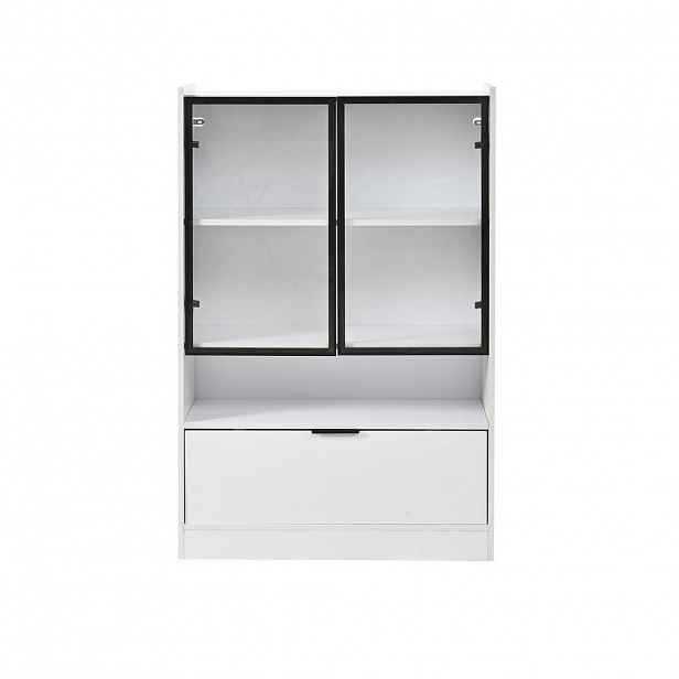 FLIEKS VITRÍNA LED 120cm Bílá Matné Sklo Výklopné Dveře