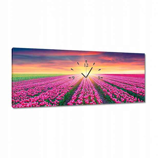 Hodiny 100x40 Moře tulipánů Květiny