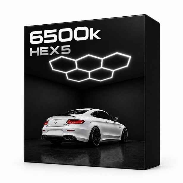Led panel hexagon 5x 229x158 cm 168 W bílý, stropní dílna 6500K