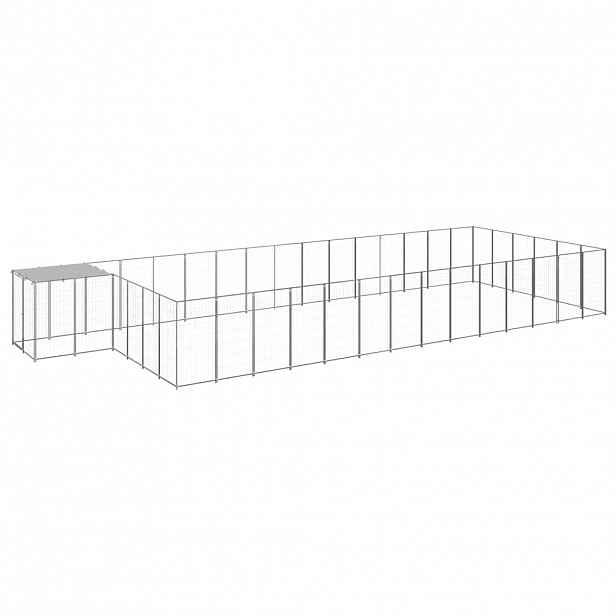 vidaXL Psí kotec stříbrný 26,62 m² ocel