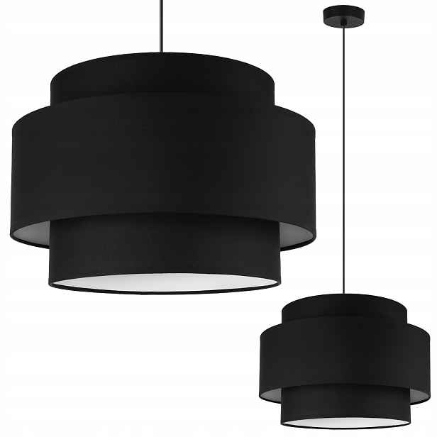 Závěsná Stropní Lampa Lustr Černá, Stínidlo 40 CM Do Ložnice Obývacího Pokoje E27