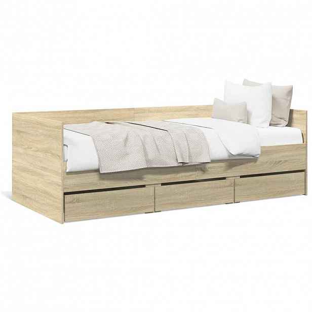 vidaXL Válenda se zásuvkami bez matrace dub sonoma 90 x 200 cm