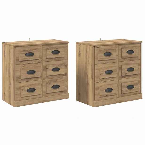 vidaXL Konzole 2 ks Artisanový dub 70 x 35,5 x 67,5 cm