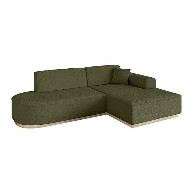 ALTDECOR ROHOVÁ SEDAČKA s otomanem, pravá IREA-L1 232x165x80 Zelená Buklé