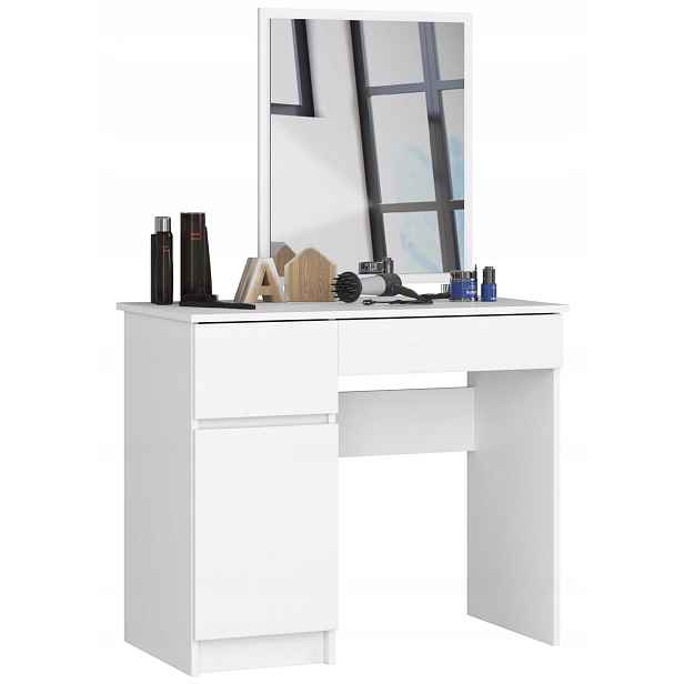 Toaletní Stolek kosmetický 90 cm bílý levý P-2/SL 50x60 Akd