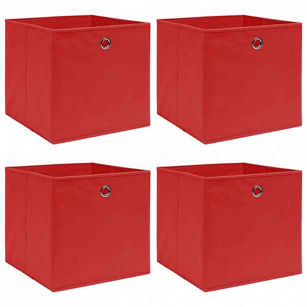 vidaXL Úložné boxy 4 ks červené 32 x 32 x 32 cm textil