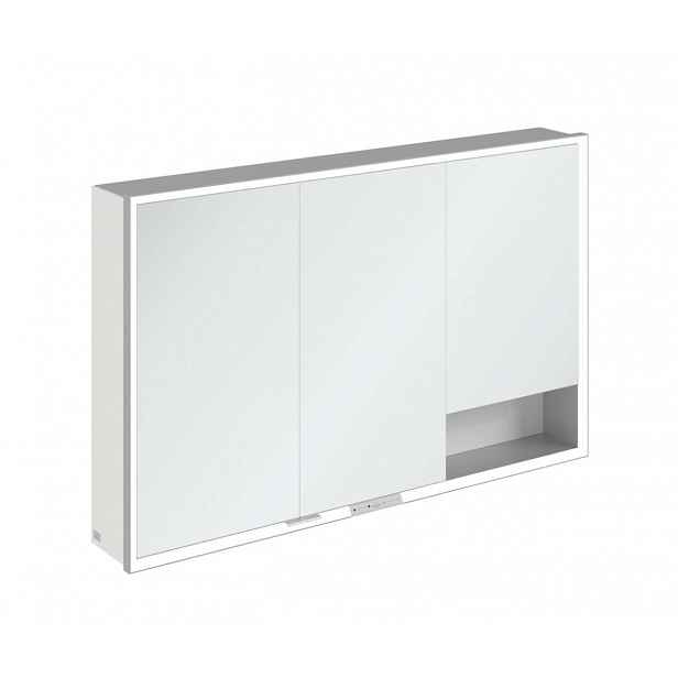 Villeroy & Boch My View+ - Zrcadlová skříňka s LED osvětlením 120x75x17 cm, 3 dvířka, bílá/šedá A48112VE