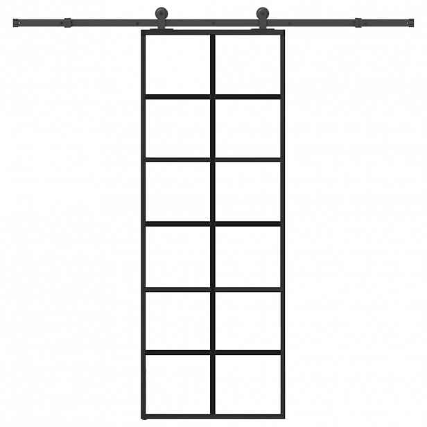 vidaXL Posuvné dveře s kováním 76x205 cm ESG sklo a hliník