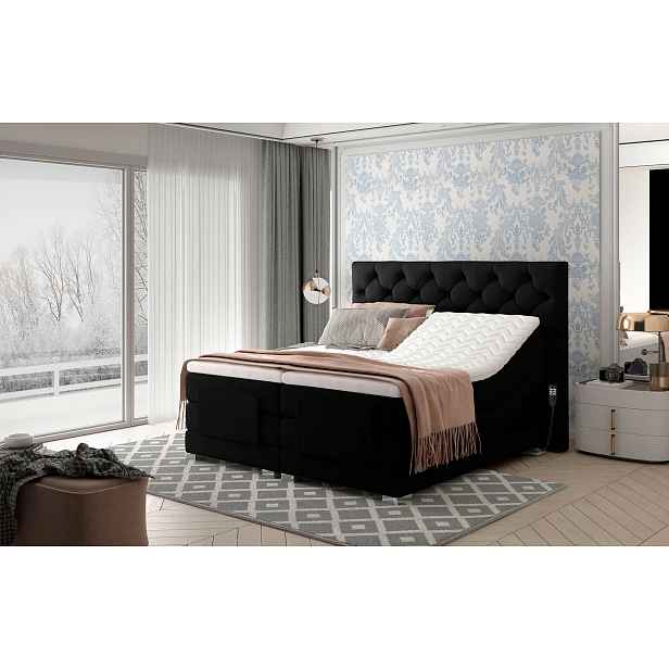 Luxusní polohovací postel 180x200 LIVANO - černá