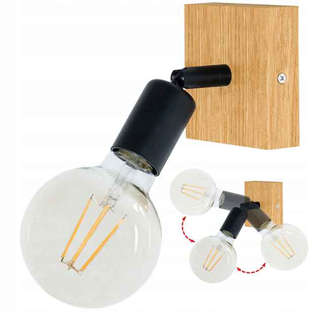 Nástěnná Led lampa Dubová 10x10 cm E27 nad zrcadlo do koupelny, stropní