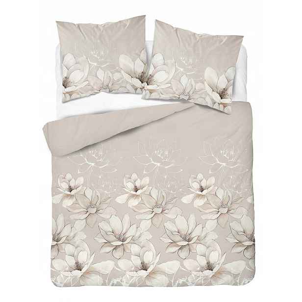 Povlečení Home Satin 220x200 béžová, květy magnólie
