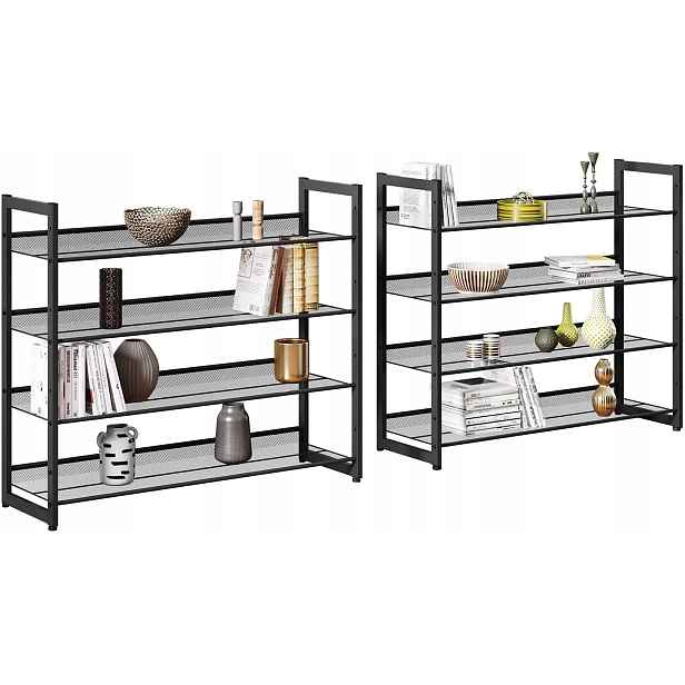 Regál Na Boty Kovový Černý 164 CM Loft