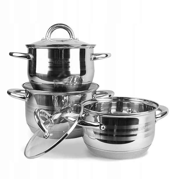 Set 3 hrnců s poklicí, indukce a plyn 2,1/2,9/3,9 l Maestro MR-3513-6M