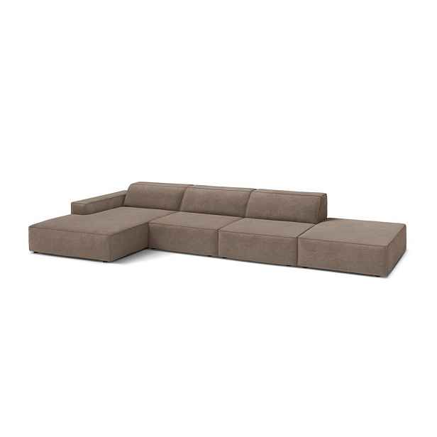 Taupe rohová pohovka (levý roh/s lenoškou) Jodie – Micadoni