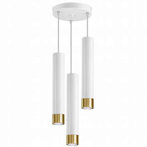 Závěsná lampa Tuby Kov Bílá Zlatá Led GU10