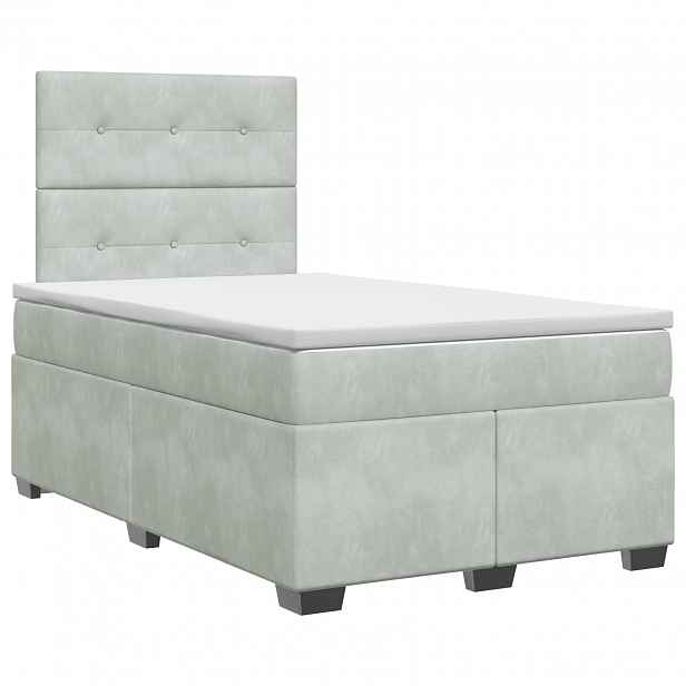 vidaXL Postel boxspring s matrací Světle šedá 120 x 200 cm Samet