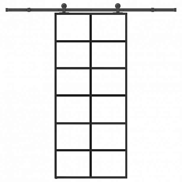 vidaXL Posuvné dveře s kováním 90x205 cm ESG sklo a hliník