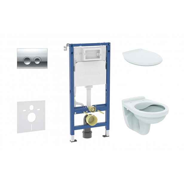 Geberit Duofix - Set předstěnové instalace, klozetu Alpha a sedátka, tlačítko Delta21, lesklý chrom SANI11CD1141